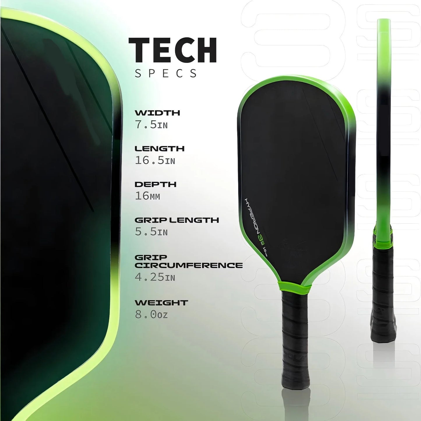 Hyperion 3S Pickleball Paddle – 16mm Carbon Fiber